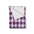 thumbnail image 2 of Plaid Soft Flannel Fleece Throw Blanket, Hearts Ying Yang Pattern Sign of Peace Pax Cultura Theme, Cozy Plush for Indoor and Outdoor Use, 50" x 60", Magenta Lavender White, by Ambesonne, 2 of 6