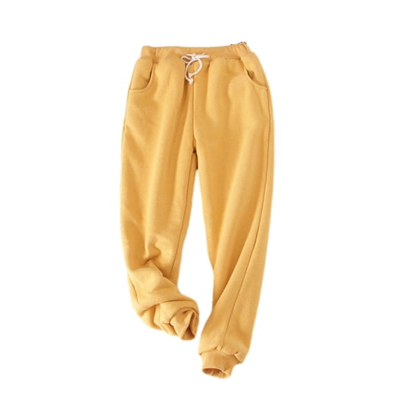 Minnieouse Pantalones de invierno versátiles y prácticos de tela para mujer Manténgase a la moda en cualquier ocasión Pantalones casuales Prendas para la parte inferior del cuerpo amarillo METRO