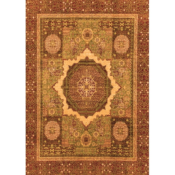 Ahgly Company Indoor Rectangle Abstract Orange Modern Area Rugs, 6' x 9'