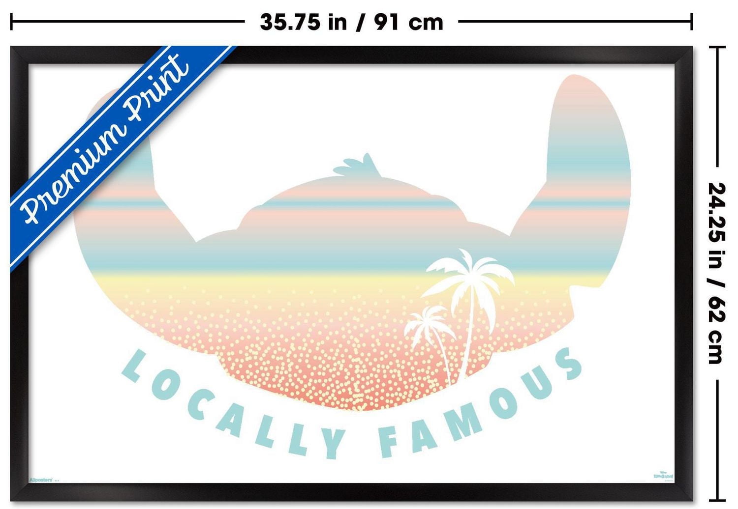 Disney Lilo and Stitch: Beach Vibes - Locally Famous Wall Poster, 14.725" x 22.375" Framed