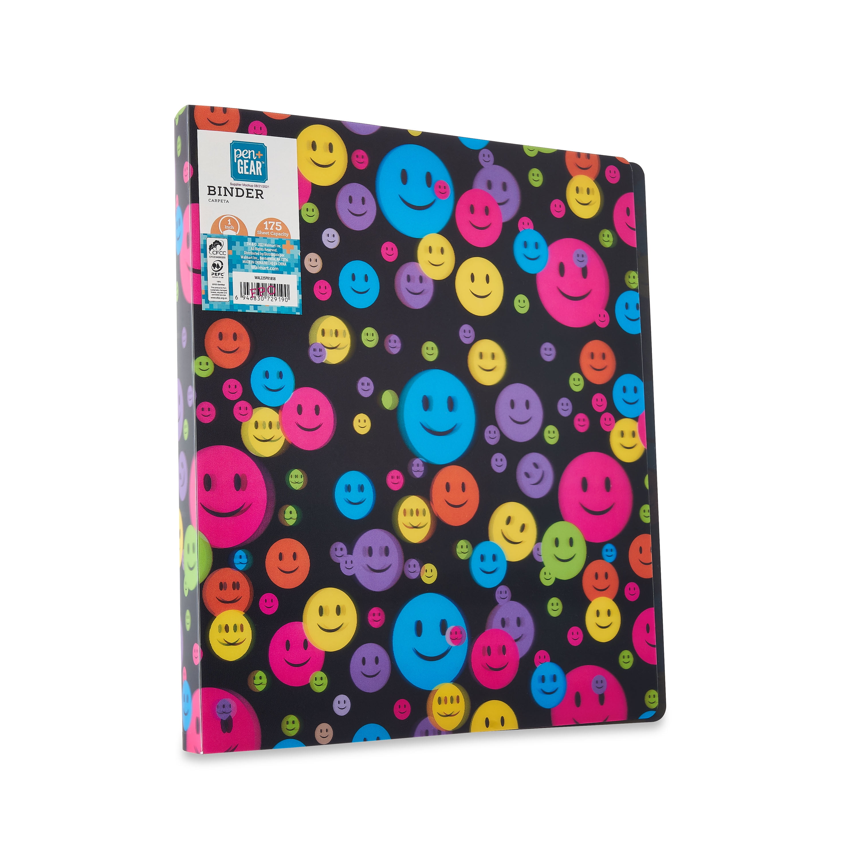 Pen+Gear Fashion Binder, 1' Round Ring , Lenticular Smile