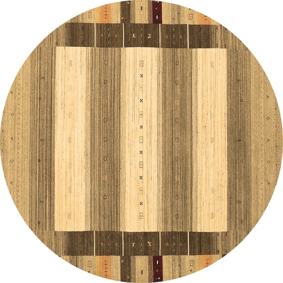 Ahgly Company Indoor Round Abstract Brown Contemporary Area Rugs, 3' Round