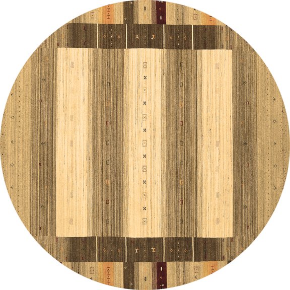 Ahgly Company Indoor Round Abstract Brown Contemporary Area Rugs, 3' Round