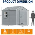 thumbnail image 2 of Akaber 8x6 FT Resin Shed and Outdoor Storage with Floor, Plastic Weather-Resistant Garden Tool Sheds with Lockable Door, 2 of 8