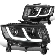 (8 pack) For 2014-2016 Jeep Grand Cherokee Black Housing Clear Side LED DRL Projector Headlight/Lamps