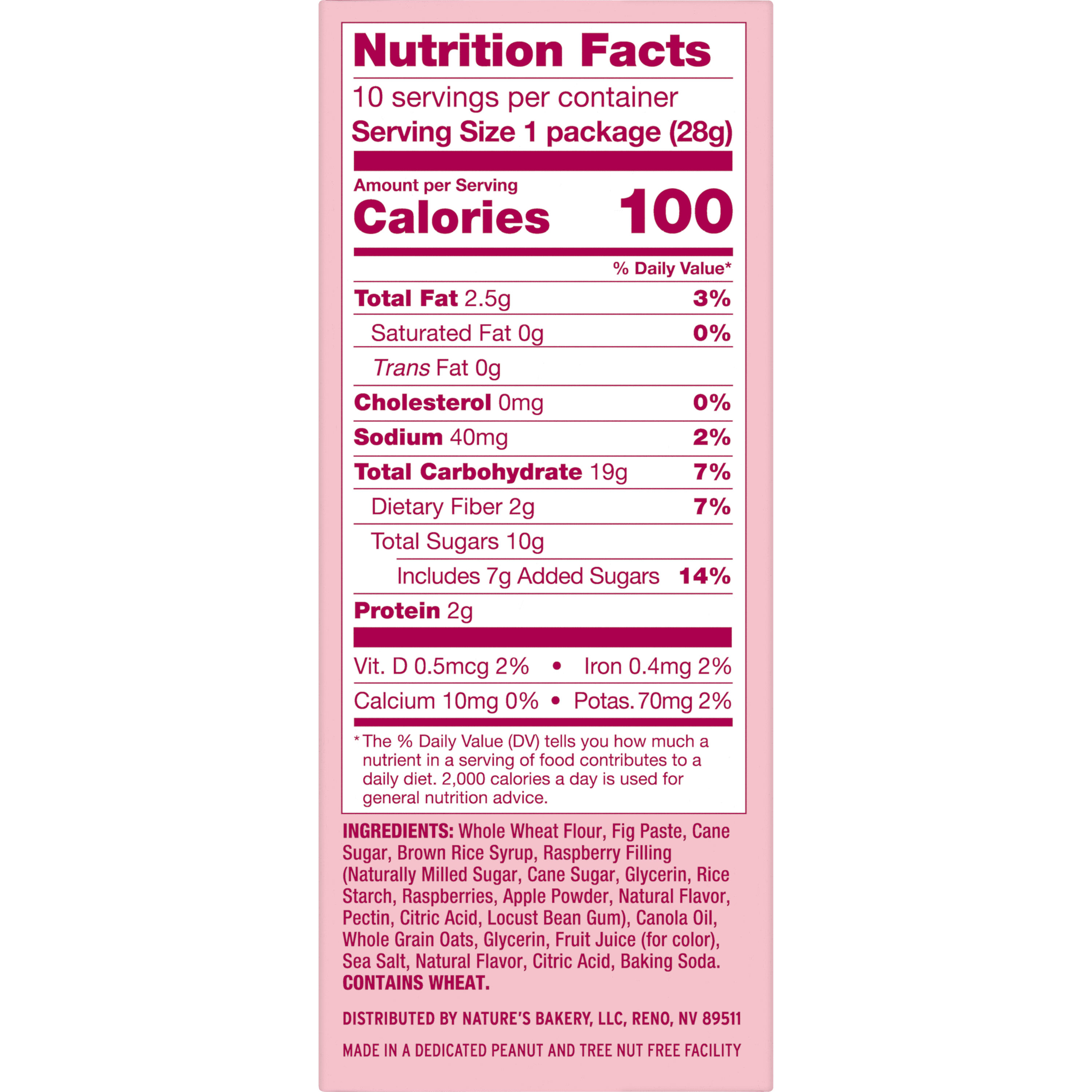 Nature's Bakery Raspberry Fig Bar Minis, 1 oz Snack Bars (60 Ct), Vegan, Non-GMO, Plant-Based