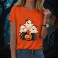 thumbnail image 2 of TOWED22 Womens Cute Ghost Pumpkin Flowers Shirt Fall Pumpkin Vintage Flowers Tshirt Halloween Funny Graphic Blouse Casual Basic Tee(Orange,L), 2 of 8