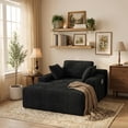 thumbnail image 3 of Noelse 67" Oversized Chaise Lounge Chair Indoor 2-Piece Set, Corduroy No Assembly Sofa for Reading, Black, 3 of 8