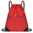 thumbnail image 2 of Gym Drawstring Backpack Bag Waterproof Oxford Cloth Draw String Back Sack With Zip Pocket For Sports Traveling Outdoor, 2 of 7