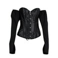 thumbnail image 6 of Aboser Womens Renaissance Corset Off the Shoulder Victorian Shapewear Steampunk Corset Tops Solid Long Sleeve Bodices Slimming Waist, 6 of 6