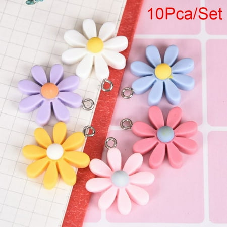 

10Pcs/Set Resin Little Daisy Sun Flower Charms Pendant Jewelry Making DIY Craft