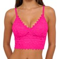 thumbnail image 4 of Jinhomg Women's Lace Padded Bralette Plunge Wireless Longline Bra Breathable Everyday Bras Hot Pink Free Size, 4 of 9