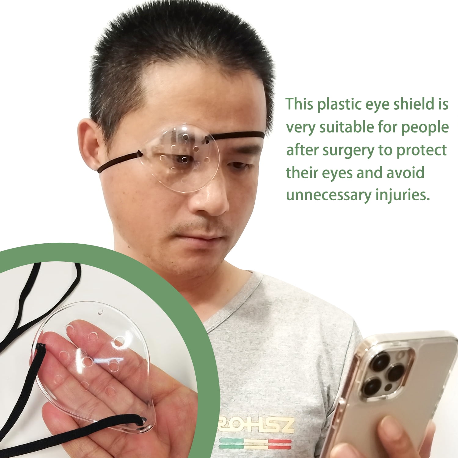 FSJLT 4 Pcs Eye Shield,Clear Eye Patch Eye Shield After Cataract Surgery Plastic Eye Shield with Small Hole Eye Shields After Lasik with 1 Roll Tape Breathable Eye Shields for After Surgery