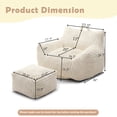 thumbnail image 5 of CKEASEAN Corduroy Bean Bag Chair with Filler, 27.5'' Comfy Cozy Bean Bag Chairs With Ottoman, Tufted Soft Stuffed Filling & Memory Foam, Fluffy and Lazy Sofa with Side Pocket for Relax/Gaming, 5 of 11