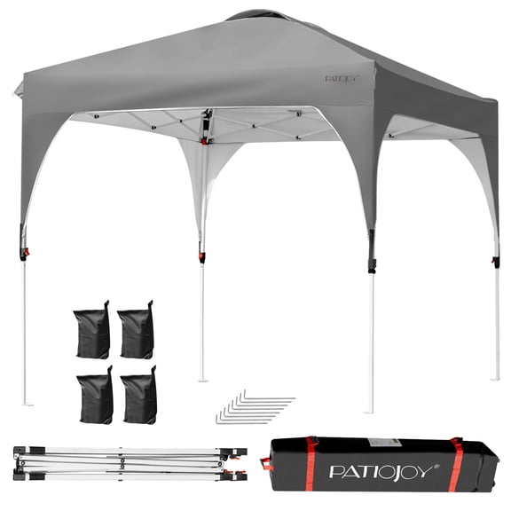 Gymax 8x8 FT Pop up Canopy Tent Shelter Height Adjustable w/ Roller Bag Grey