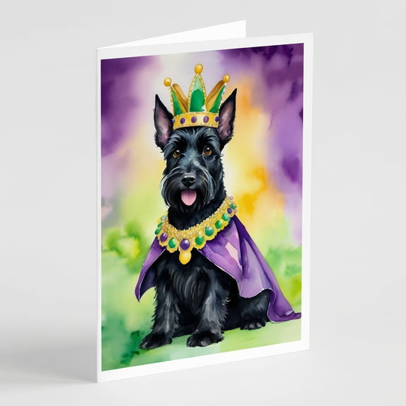 Scottish Terrier King of Mardi Gras Greeting Cards Pack of 8 7 in x 5 in