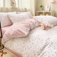 thumbnail image 4 of NAYOROOM Pink White Orchid&nbsp;Pattern 100% Cotton Duvet Cover Queen Set, 3PCS Reversible Aesthetic Botanical Soft Comforter Cover, 4 of 8