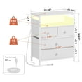 thumbnail image 2 of GUNAITO Led Nightstand with 4 Drawers Bedside Table with Charging Station Wide End Table with Storage Shelf for Living Room,White, 2 of 8