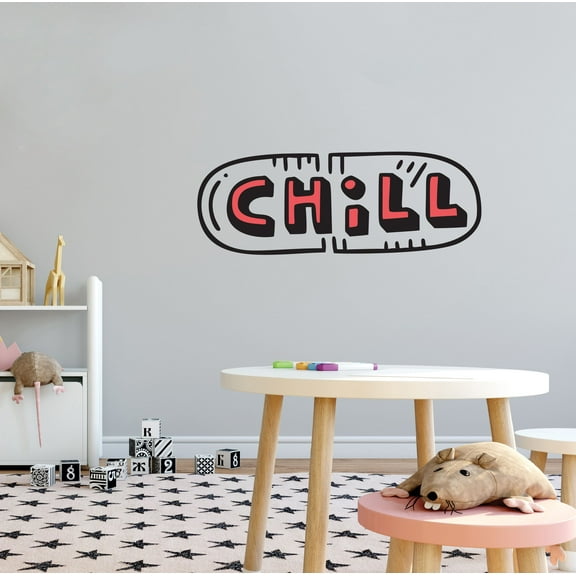 KIDS ROOM - Removable Home Vinyl Chill Lettering Art Décor Sticker Multicolored Design Adhesive Kids Bedroom Playroom Wall Decal 10" x 4"