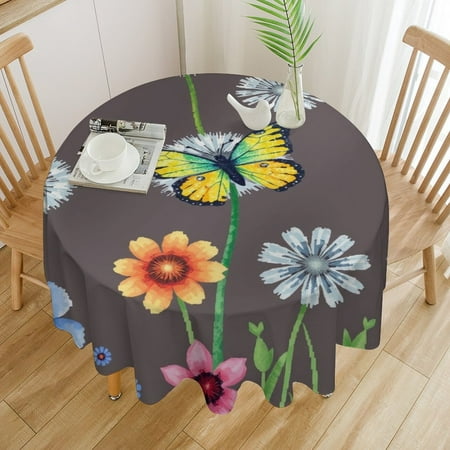 

Watercolor Dandelion Round Tablecloths Circular Table Cover Washable Polyester For BBQ Buffet Table Parties Supplies
