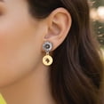 thumbnail image 2 of Delight Jewelry Gold-tone Cat Head Silhouette - Two-tone Daisy Flower Post Earrings, 2 of 4