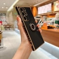 thumbnail image 2 of Allytech Phone Case for Samsung Galaxy S22 Ultra 6.8 inch,Luxury Plating Heart Pattern Ring Holder Lightweight Slim Fit Protective Back Cover,Black, 2 of 5