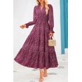thumbnail image 3 of Vestido PRETTYGARDEN 2025 Floral Maxi de Manga Larga y Escote en V XXL, 3 of 5