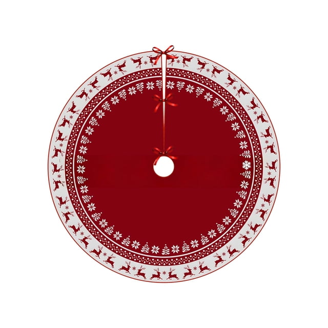 Hyknon Home Decor Christmas Printed Tree Skirt Snowflake Reindeer Digital Christmas Tree Surround Polyester Ornament Decoration Party Favors for Holiday Office Living Room Decoration