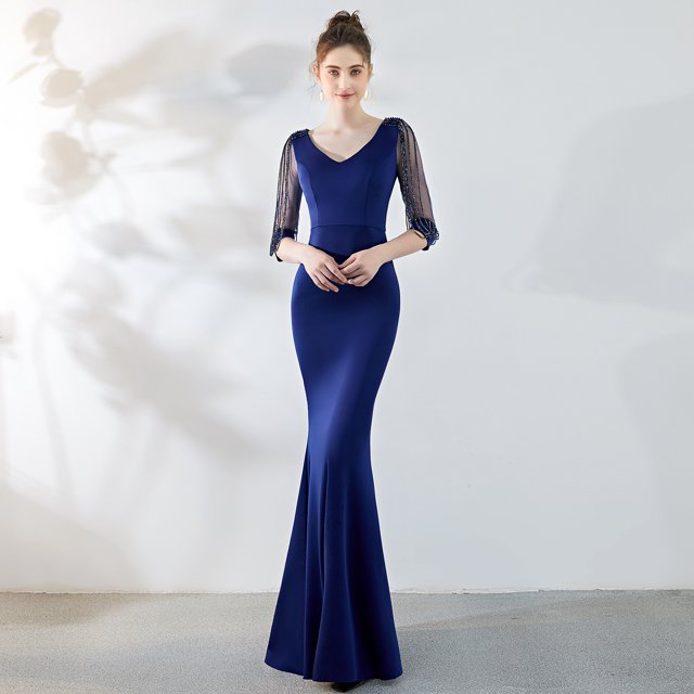 Vestido de moda para banquete, rojo, sexy, ajustado, con cola de pez, vestido de noche para boda para mujer