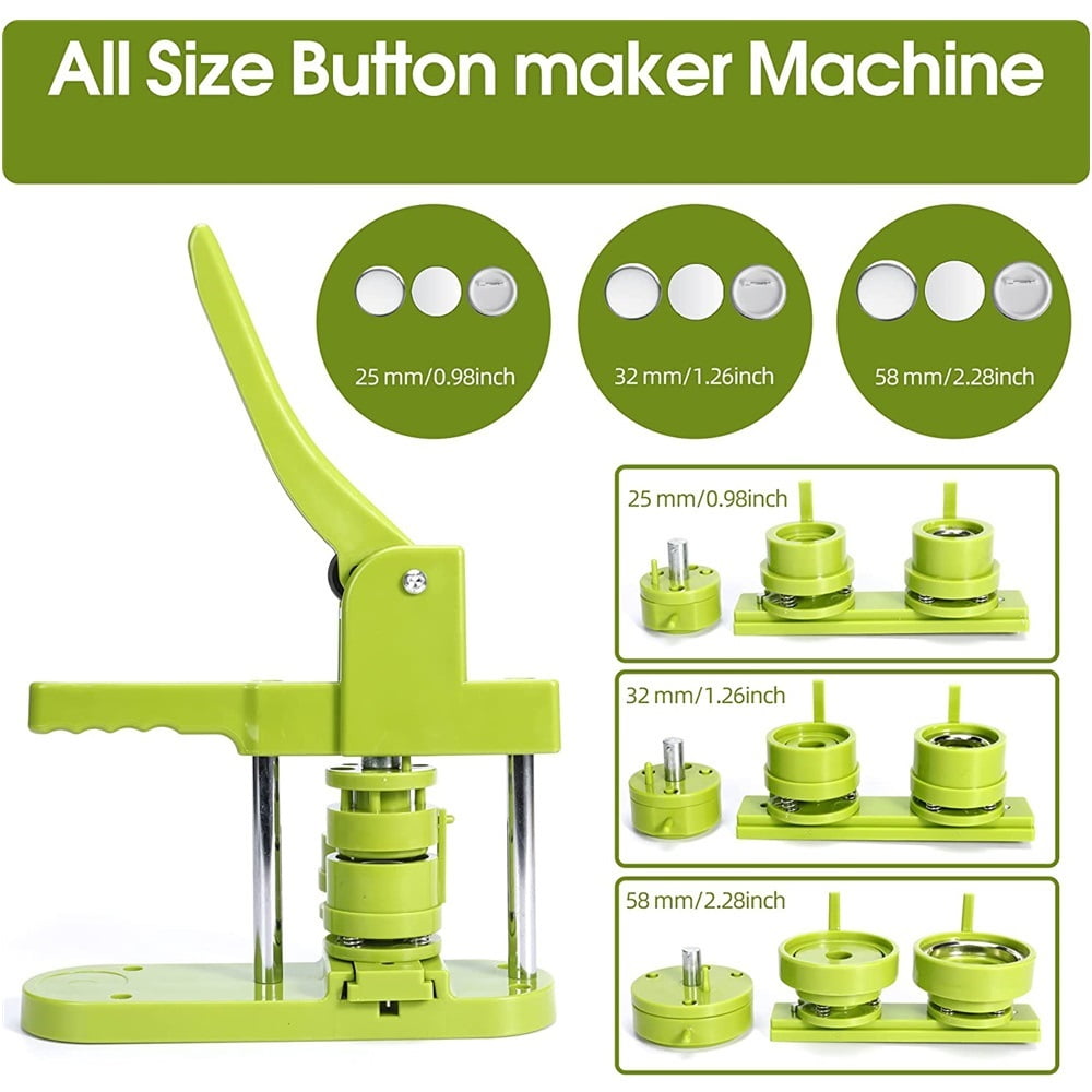 44MM Badge Button Maker Machine Kit with 300Pcs Button Parts+Circle Cutter ,Beginner-Friendly