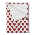 thumbnail image 2 of Vintage Valentine Soft Flannel Fleece Blanket, Monochrome Romantic Simple Design of Continuous Classic Hearts, Cozy Plush for Indoor and Outdoor Use, 70" x 90", Vermilion Off White, by Ambesonne, 2 of 5