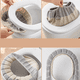 thumbnail image 5 of 2 Cojín de asiento de inodoro de punto Cubierta de asiento de inodoro Lavado doméstico Cojín de asiento de inodoro nórdico engrosado Anillo de inodoro (color doble gris mezclado con beige + mango), 5 of 5