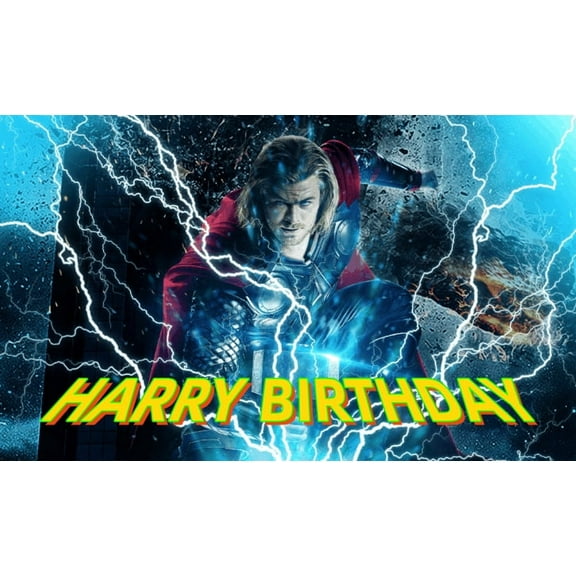 Happy Birthday Anime Thor Theme Backdrops Banner Birthday Party Decor Supplies,5.9x3.6ft