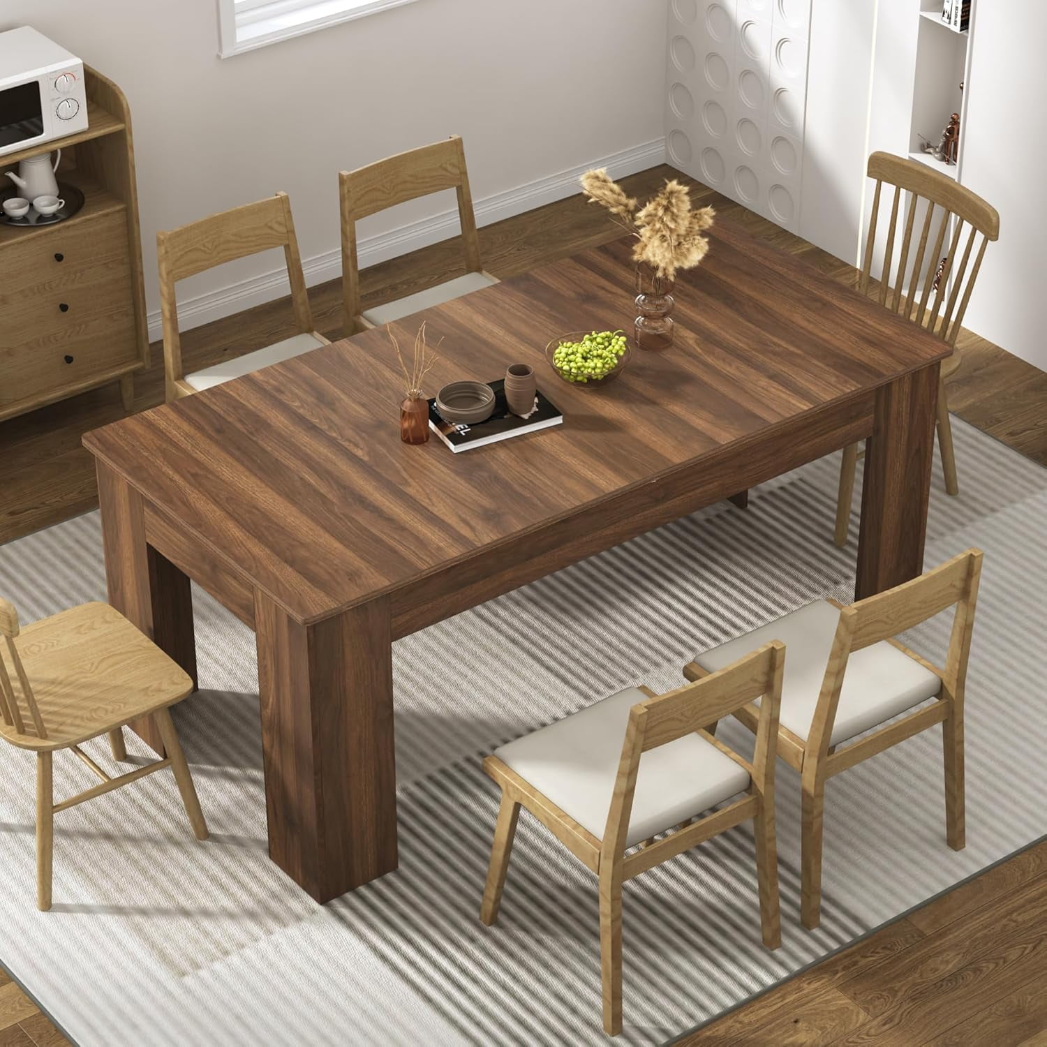 ChVans 70.8"-110" Extendable Dining Table for 6-12 Person, Large Wood Kitchen Table, Rectangular Table for Gatherings, Meeting for Small Kitchens, Dining Office Areas
