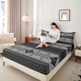 thumbnail image 4 of Feelyou Bohemian Triangle Print Full Size Sheets, Black Grey Hippie Aztec Bed Sheets, Teens Adult Women Men Sheet Sets, Breathable Home Decor, 4pcs, 4 of 7