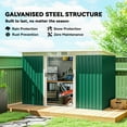 thumbnail image 4 of Outsunny 9'x4' Garden Storage Shed Galvanized Steel Tool House, Dark Green, 4 of 10