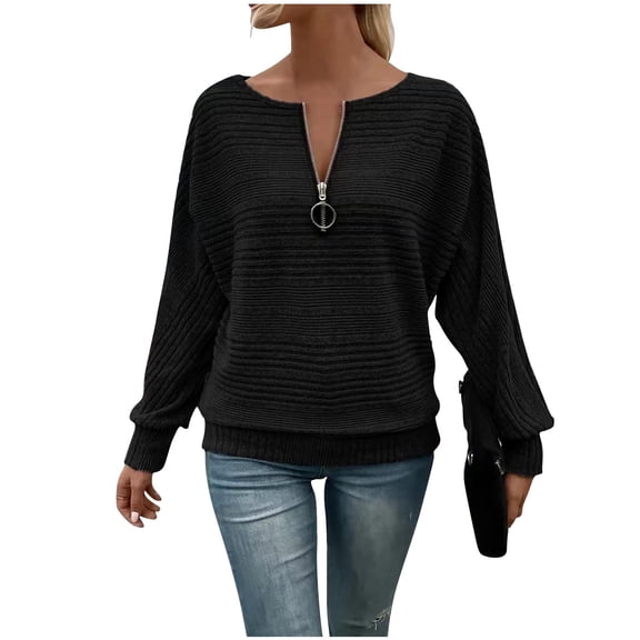 Under 10 dollars! Womens Sweaters Fall Fashion Lightweight Half Zip Up Long Sleeve Knit Pullover Casual Trendy Tops Winter Clothes