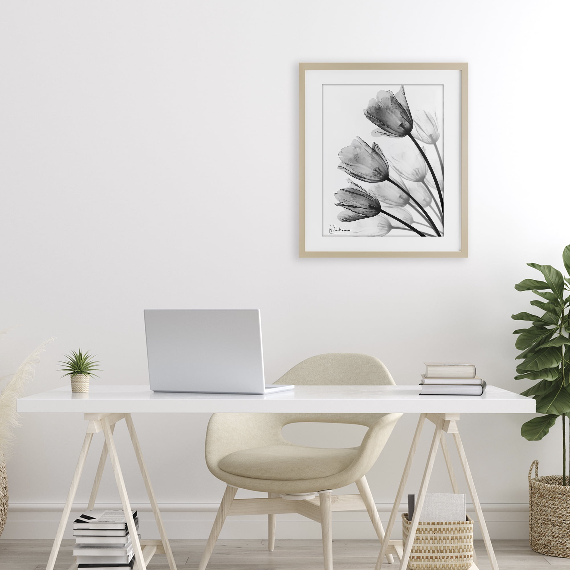 Stupell Industries Minimalist Tulip Fan Birch Framed Print Under Glass, design by Albert Koetsier