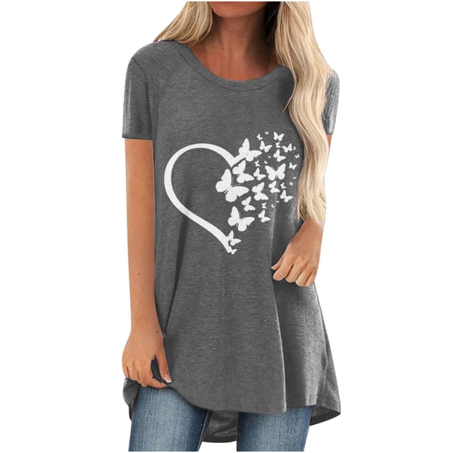 Birdeem Chemises Imprimées Mode Décontractée pour Femmes Manches Courtes Tee-Shirt Ample Tunique Blouse