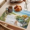 thumbnail image 3 of Beach Ocean Placemats Set of 4 Blue Sea Sunflower Modern Country Green Place Mats Indoor Wipeable Table Mats Washable Cloth Dining Table Placemats for Kitchen Holiday Party Home Decor 13x19 Inch, 3 of 9