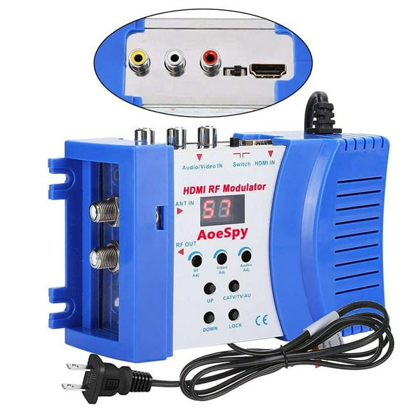 HDMI to Analog RF Converter with Channel Switch and Antenna Support