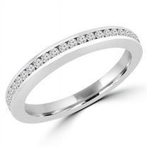 MD170424-3.5 0.25 CTW Round Diamond Semi-Eternity Wedding Band Ring in 14K White Gold - Size 3.5