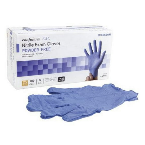 McKesson Confiderm® 3.5C Exam Glove, Nitrile, Blue, X-Small, 200/Box (765873_BX)