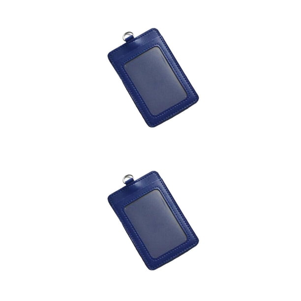 Seitruly Paquete de 10 portatarjetas de identificación Funda protectora de negocios de cuero Funda de tarjetas de autobús multifuncional de Vertical/Azul Oscuro 2piezas