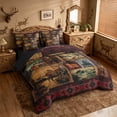 thumbnail image 2 of meiyoeat Rustic Cabin Deer 7pcs Queen Bedding,Jungle Wildlife Bedding Comforter Set Queen For Men Women,Black Reversible, 2 of 7