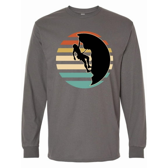 Inktastic Rock Climbing Mountain Climber Silhouette Long Sleeve T-Shirt