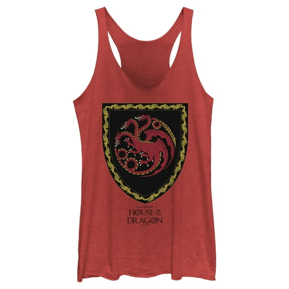 Women's Game of Thrones: House of the Dragon Targaryen Crest Racerback Tank Top Red Heather Medium