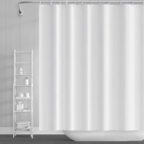 Lfeey Shower Curtain Waterproof Fabric, Bathroom Decorative Curtains with 14 Hooks, White, 72"x84"