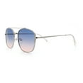 thumbnail image 6 of Mens Classic Double Bridge Rectangular Metal Rim Mobster Sunglasses Silver - Blue Pink, 6 of 7