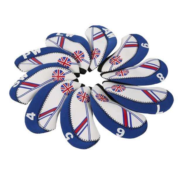 10 piezas Zulema Cubierta de cabeza de hierro de golf protectores de palo de golf Azul real
